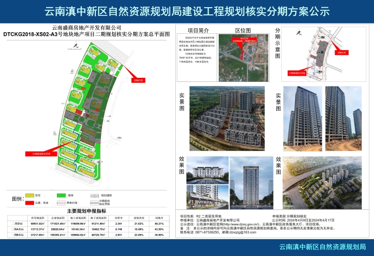 《DTCKG2018-XS02-A3号地块地产项目二期规划核实分期方案》批前公示