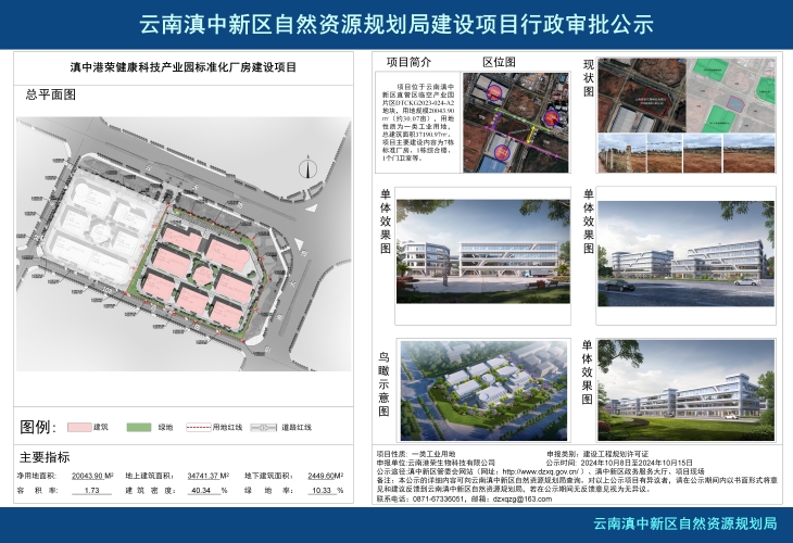 《滇中港荣健康科技产业园标准化厂房建设项目》建设工程规划许可证审批公示_01