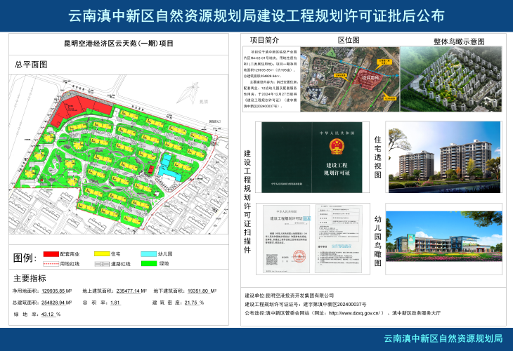 昆明空港经济区云天苑(一期)项目建设工程规划许可证批后公布_01