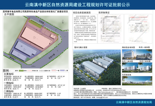 昆明奎宇食品有限公司高原特色食品产业综合体标准化厂房建设项目建设工程规划许可证批前公示_01